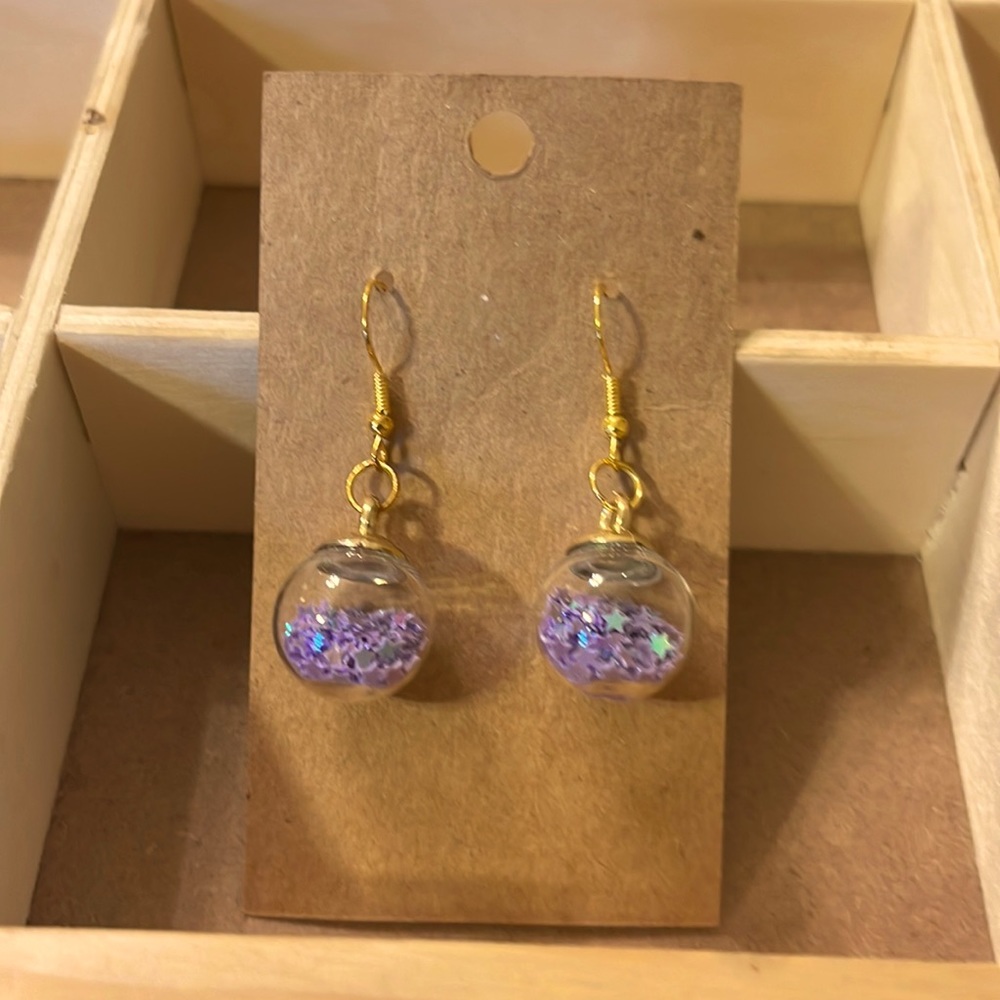 Dark blue ornament earrings handmade